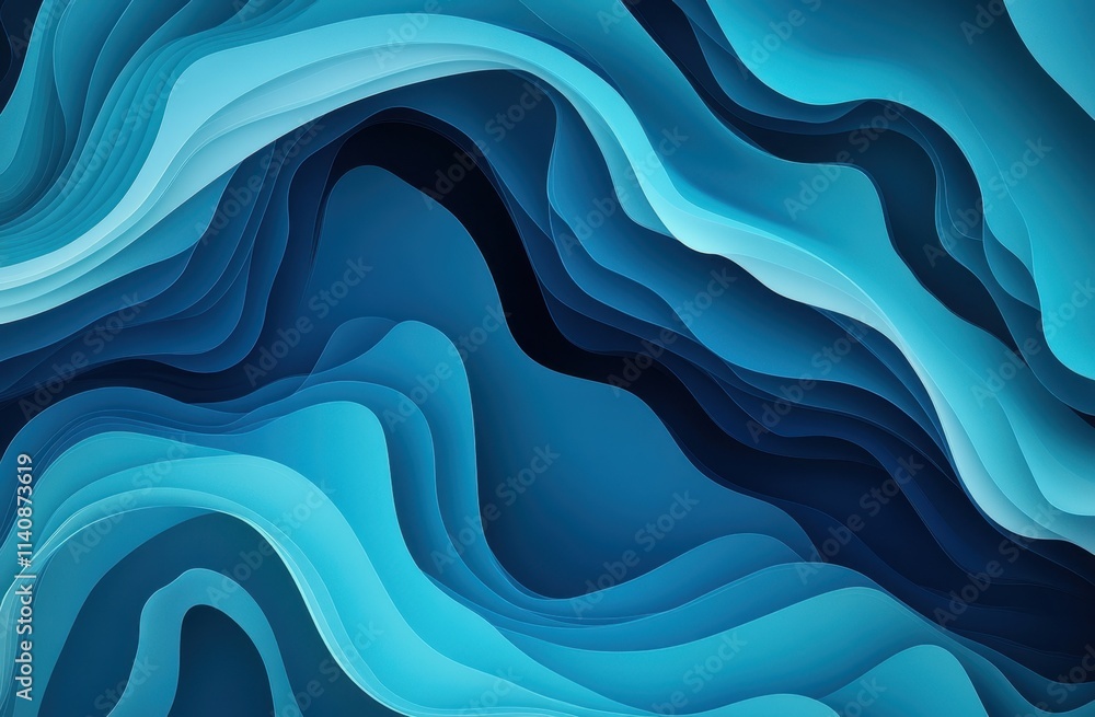 Poster abstract blue background with smooth lines and curves it features a soft gradient of light shades fr
