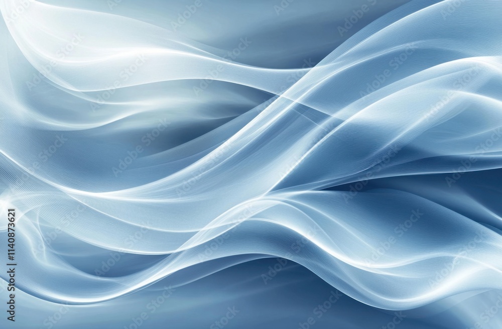 Poster blue background with smooth lines and curves, creating an abstract wallpaper design a sense of calmn