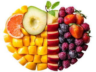 Colorful Fruit Arrangement on Transparent Background for Puzzle View