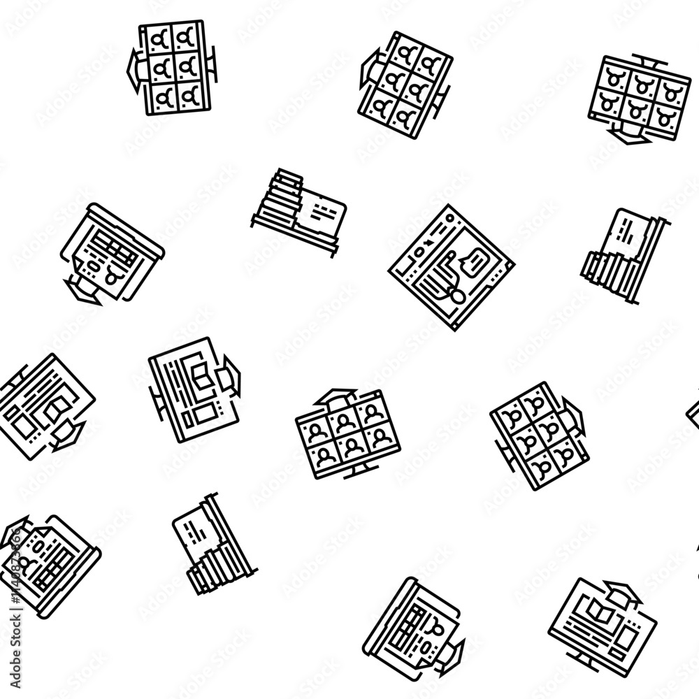 Poster online learning platform web vector seamless pattern thin line illustration