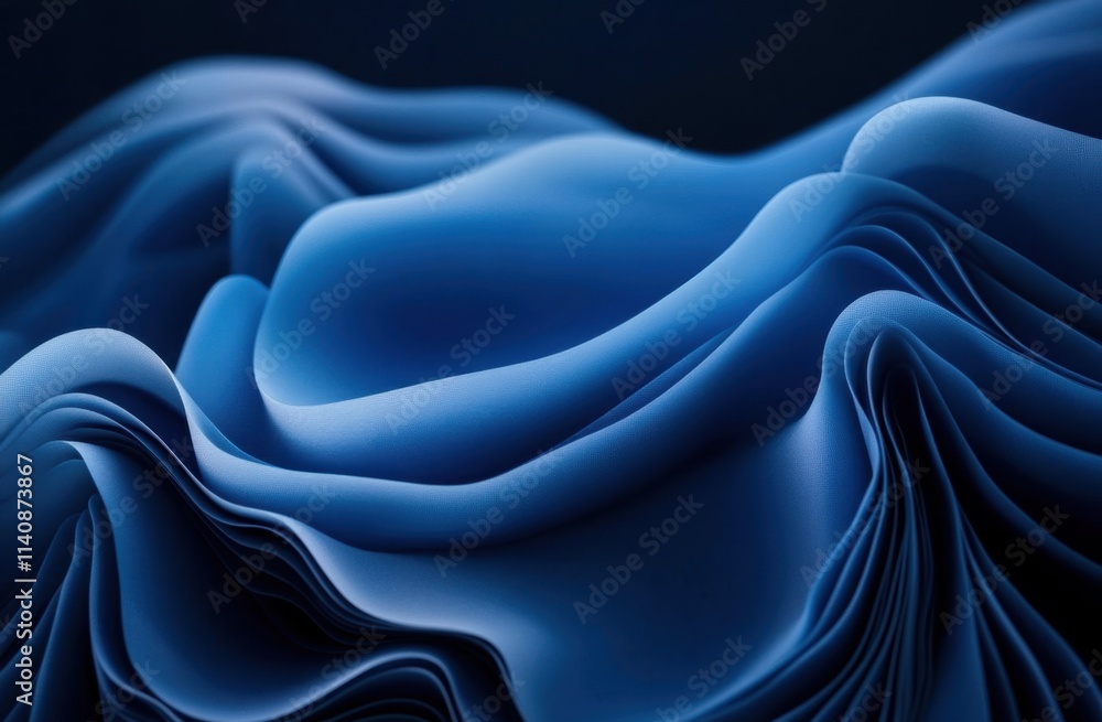 Poster blue background with smooth curves and wavy lines, creating an abstract design the blue color is vib