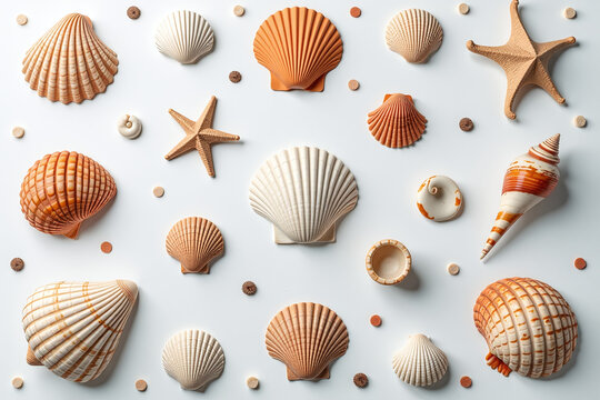 marine life patterns drawn sea shells clams create visually appealing design smooth