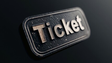 Event design: the word “Ticket” on a white background.