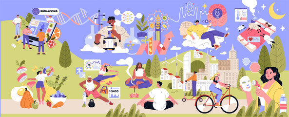 Biohacking. Flat Vector Illustration