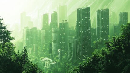 Green city landscape vector illustration