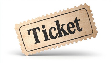 Design with the word "Ticket" for the sale of concert and cinema tickets.