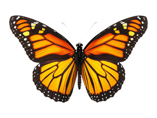 Fototapeta premium Vibrant Monarch Butterfly with Orange and Black Wings Isolated