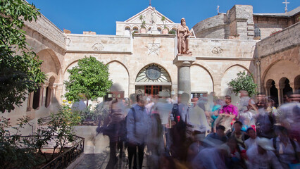 The Church of the Nativity of Jesus Christ timelapse hyperlapse. Palestin. The city of Bethlehem.