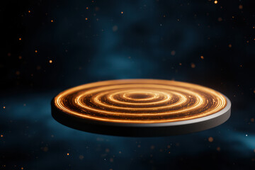 Fototapeta premium glowing circular pattern with swirling light effects in dark space