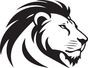 A Black and White Lion Logo Type Silhouette Design