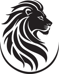 A Black and White Lion Logo Type Silhouette Design