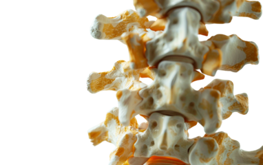 Close Examination of Spine Degeneration Model Isolated on Transparent Background PNG.