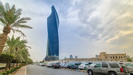 Tower in Kuwait City timelapse hyperlapse. Kuwait, Middle East