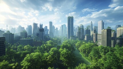 Obraz premium Green city landscape vector illustration