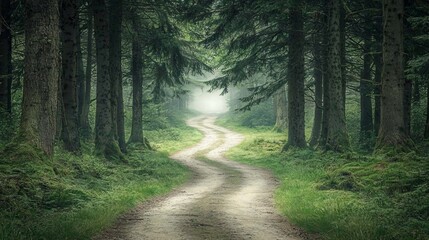 Fototapeta premium A winding path through a serene forest, inviting exploration and tranquility.
