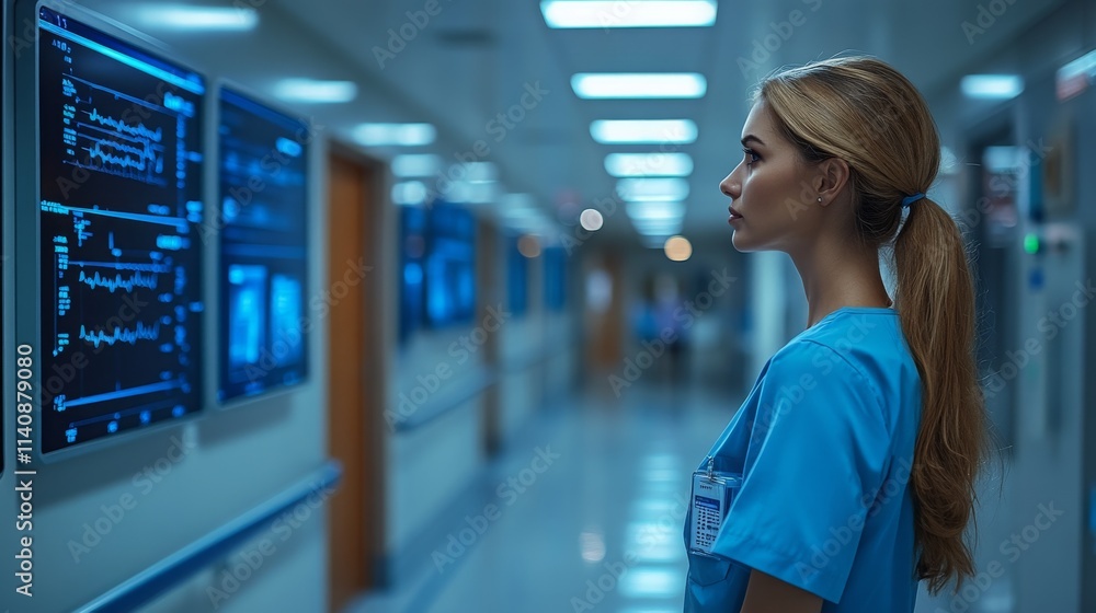 Poster demonstrating edge computing applications in a healthcare setting during evening hours