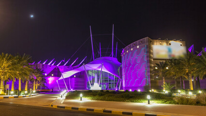 Kuwait scientific center at night timelapse hyperlapse