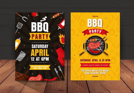 Black and Yellow Modern BBQ Party Flyer Template