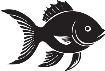 A Black and White Fish Logo Type Silhouette Design