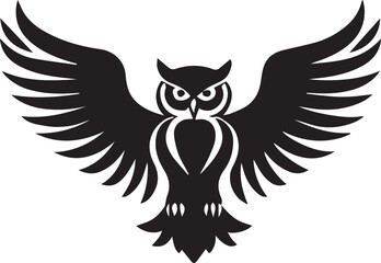 A Black and White Owl Logo Type Silhouette Design