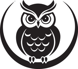 A Black and White Owl Logo Type Silhouette Design