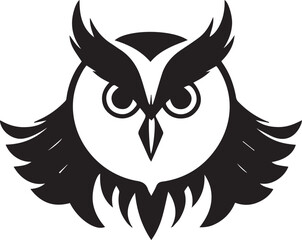 A Black and White Owl Logo Type Silhouette Design