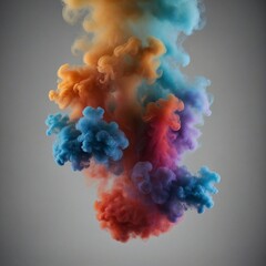 Fototapeta premium A beautiful Soft pastel clouds of blue, pink, and yellow blend together in a dreamy, abstract background air, airy. Smoke cloud in the sky