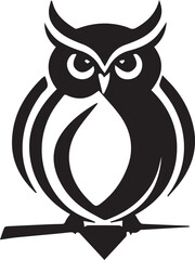 A Black and White Owl Logo Type Silhouette Design