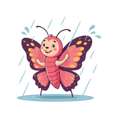 Cartoon butterfly illustration icon of butterflies A colorful butterfly with blue eyes vector