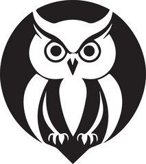 A Black and White Owl Logo Type Silhouette Design