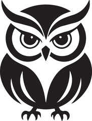 A Black and White Owl Logo Type Silhouette Design