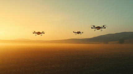 Fototapeta premium High-Tech Agricultural Drones: Smart Farming Automation for Weed and Pest Control