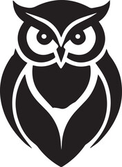A Black and White Owl Logo Type Silhouette Design