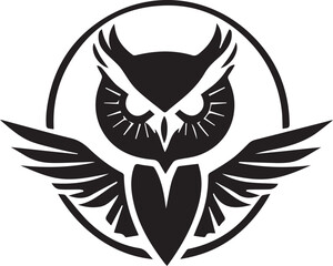 A Black and White Owl Logo Type Silhouette Design