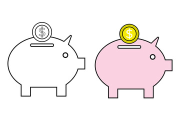 piggy bank icon on white background
Piggy bank vector icon eps