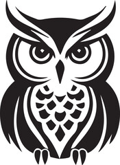 A Black and White Owl Logo Type Silhouette Design