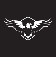 a black and wight eagle logo type silhouette design