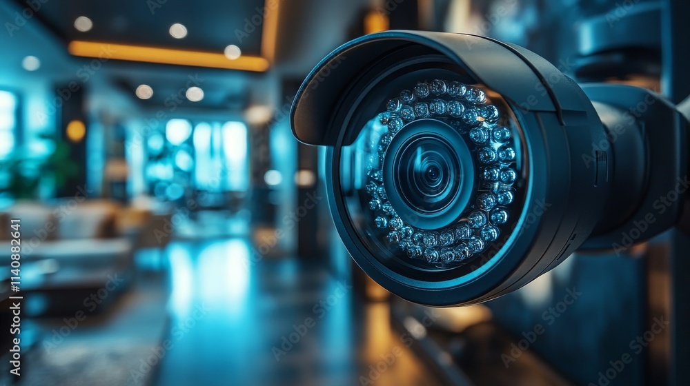Aufkleber smart home security camera utilizing edge computing in modern living space