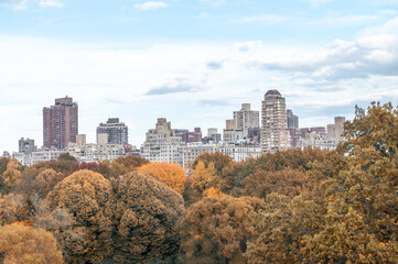 Buildings of Manhattan along Central Park in autumn season