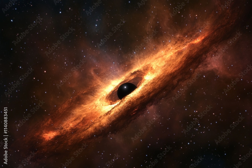 Aufkleber a mesmerizing black hole at the core of a luminous galaxy, surrounded by swirling cosmic clouds, rep