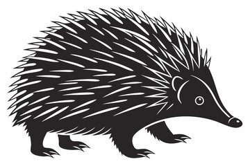hedgehog black silhouette color and white background