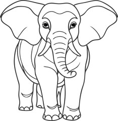 Cute elephant in continuous line art drawing style. Minimalist black linear sketch isolated on white background