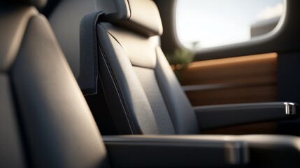 Close-up of modern, comfortable seats in a vehicle interior.