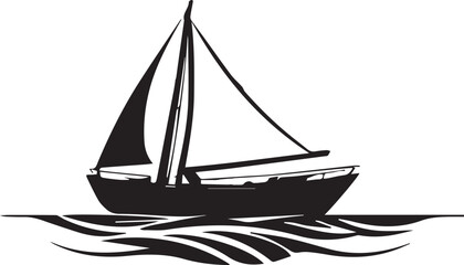 A Black and White Boat Logo Type Silhouette Design