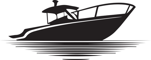 A Black and White Boat Logo Type Silhouette Design