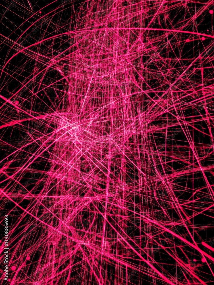 Leinwandbilder In this captivating visual, bright pink lines intersect against a dark background, creating a striking contrast that evokes feelings of energy and interconnectedness.