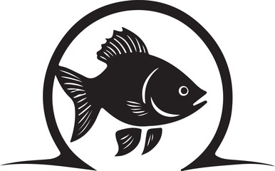 A Black and White Fish Logo Type Silhouette Design
