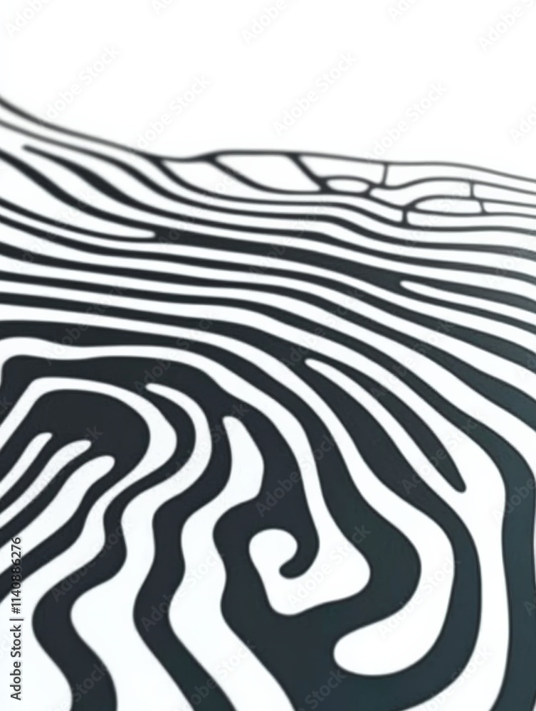 Aufkleber This captivating abstract image features intricate black and white wavy patterns that flow in a mesmerizing manner, evoking feelings of fluidity and creativity.