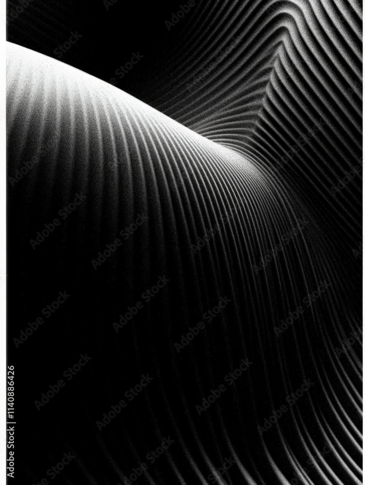 Leinwandbilder This exquisite image features intricate textured waves in a combination of light and dark shades, creating a beautiful contrast that captivates the viewer.