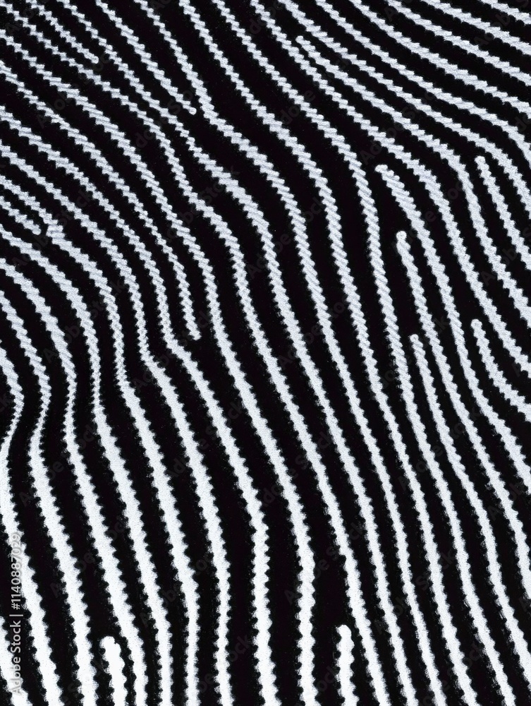 Fototapete This striking image showcases a series of flowing, wavy black and white lines that create an intriguing visual rhythm and depth, capturing attention with simplicity and elegance.